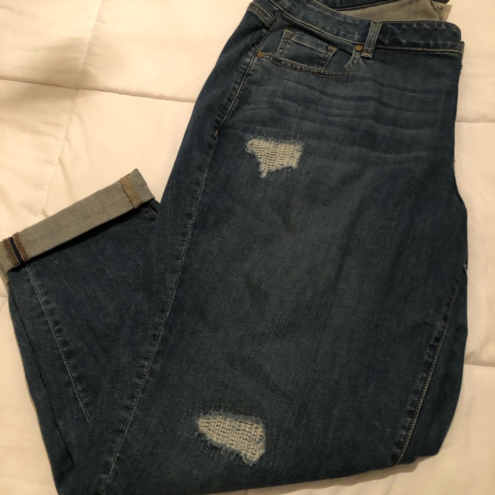 Dark color denim jeans